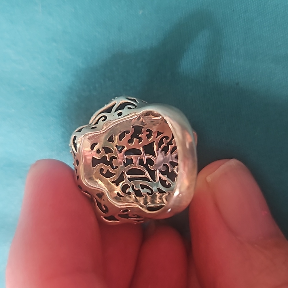 Dallas Prince Green & Blue Enamel Flower Ring Size 5.5 - Picture 5 of 7